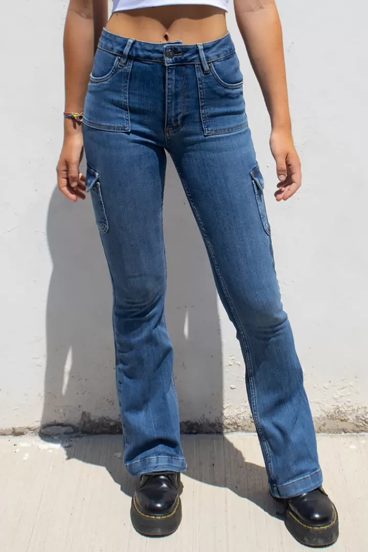 Clearance Jeans flare con tasconi Mujer Denim